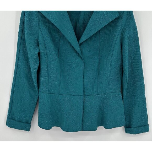LAFAYETTE 148 jacket blazer teal 6 small cotton career business textured - Picture 4 of 10